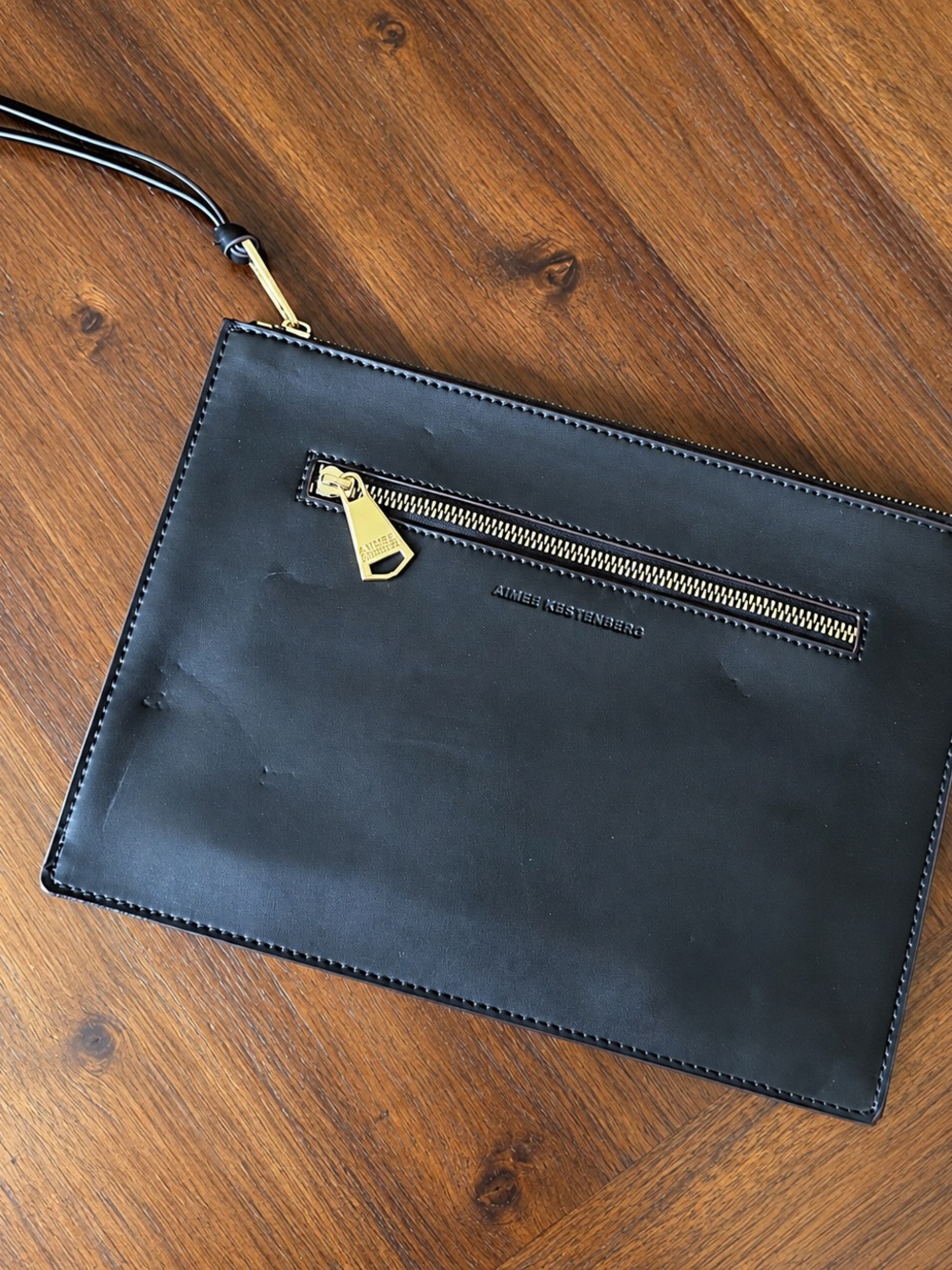 Aimee Kestenberg - Black Leather Clutch w/ Gold Hardware